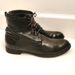 Officine Creative size 42 black leather ankle boots handmade lace up